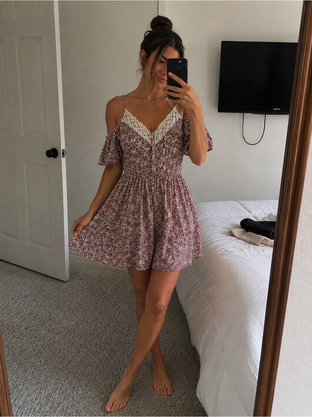 Floral Cold Shoulder Mini Dress 🌸